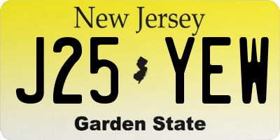 NJ license plate J25YEW