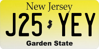 NJ license plate J25YEY