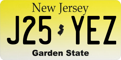 NJ license plate J25YEZ