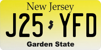 NJ license plate J25YFD