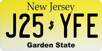 NJ license plate J25YFE