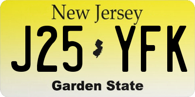 NJ license plate J25YFK