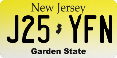 NJ license plate J25YFN