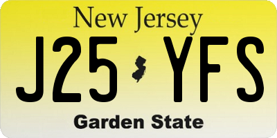 NJ license plate J25YFS