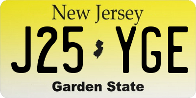 NJ license plate J25YGE