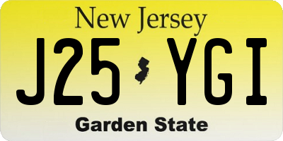 NJ license plate J25YGI