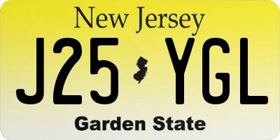 NJ license plate J25YGL