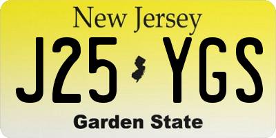 NJ license plate J25YGS