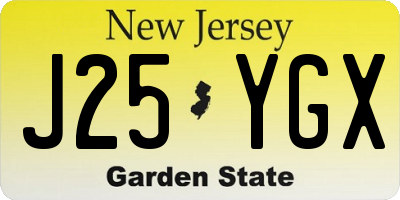 NJ license plate J25YGX