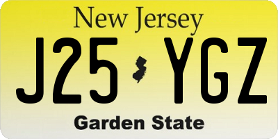 NJ license plate J25YGZ