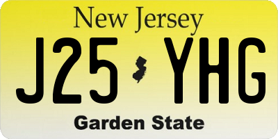 NJ license plate J25YHG