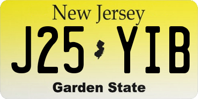 NJ license plate J25YIB
