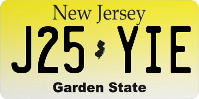 NJ license plate J25YIE