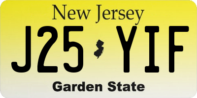 NJ license plate J25YIF