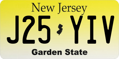 NJ license plate J25YIV