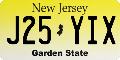 NJ license plate J25YIX