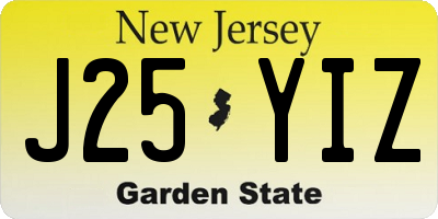 NJ license plate J25YIZ
