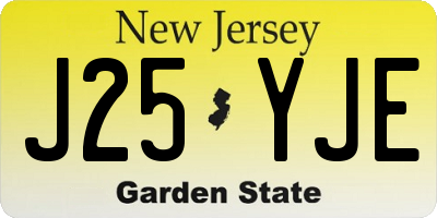 NJ license plate J25YJE