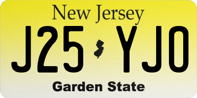 NJ license plate J25YJO