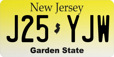 NJ license plate J25YJW