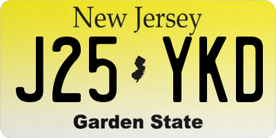 NJ license plate J25YKD
