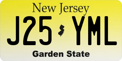 NJ license plate J25YML