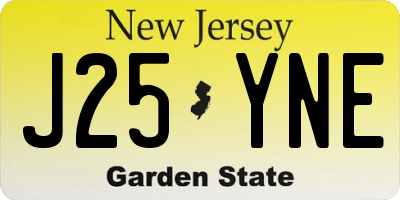 NJ license plate J25YNE