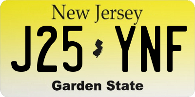 NJ license plate J25YNF