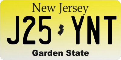 NJ license plate J25YNT