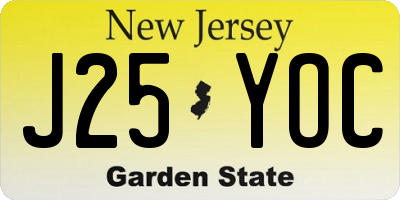 NJ license plate J25YOC