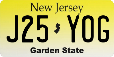 NJ license plate J25YOG