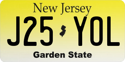 NJ license plate J25YOL