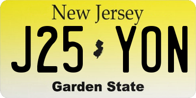 NJ license plate J25YON