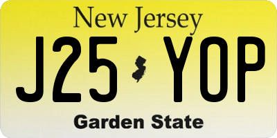 NJ license plate J25YOP
