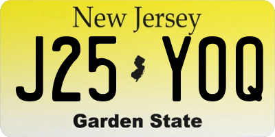 NJ license plate J25YOQ