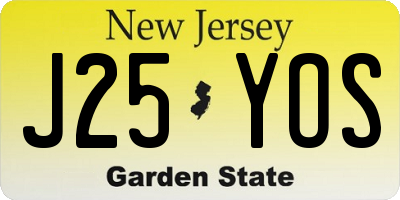 NJ license plate J25YOS