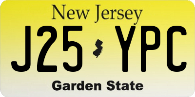 NJ license plate J25YPC
