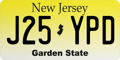 NJ license plate J25YPD