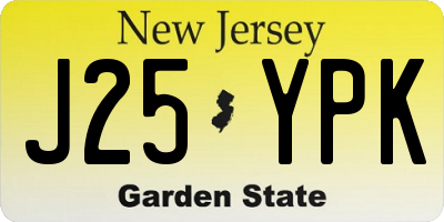 NJ license plate J25YPK