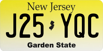NJ license plate J25YQC