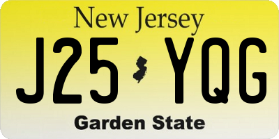NJ license plate J25YQG
