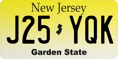 NJ license plate J25YQK