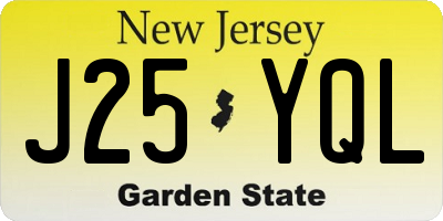 NJ license plate J25YQL