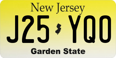 NJ license plate J25YQO
