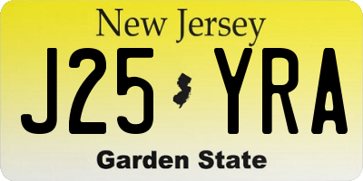 NJ license plate J25YRA