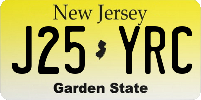 NJ license plate J25YRC