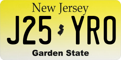 NJ license plate J25YRO
