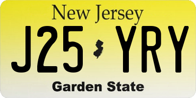 NJ license plate J25YRY