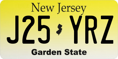 NJ license plate J25YRZ