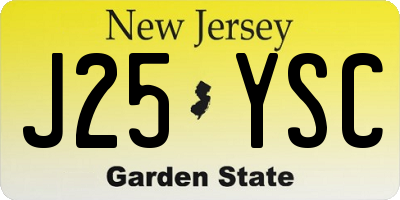 NJ license plate J25YSC